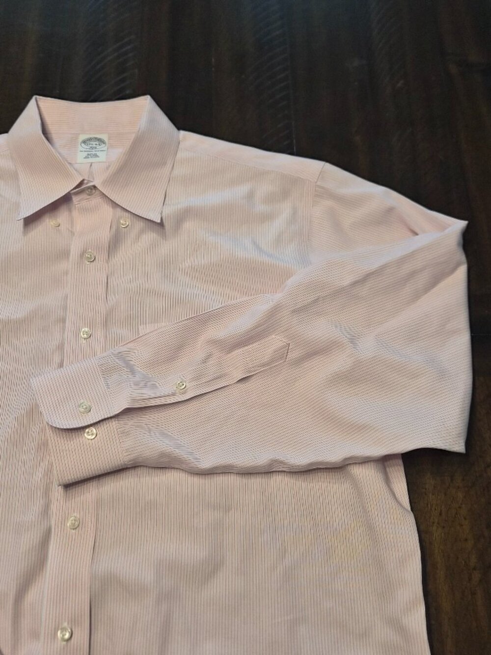 Brooks Brothers Shirt Mens Size 17.5 Button Down Slim Fit Non Iron Striped G258